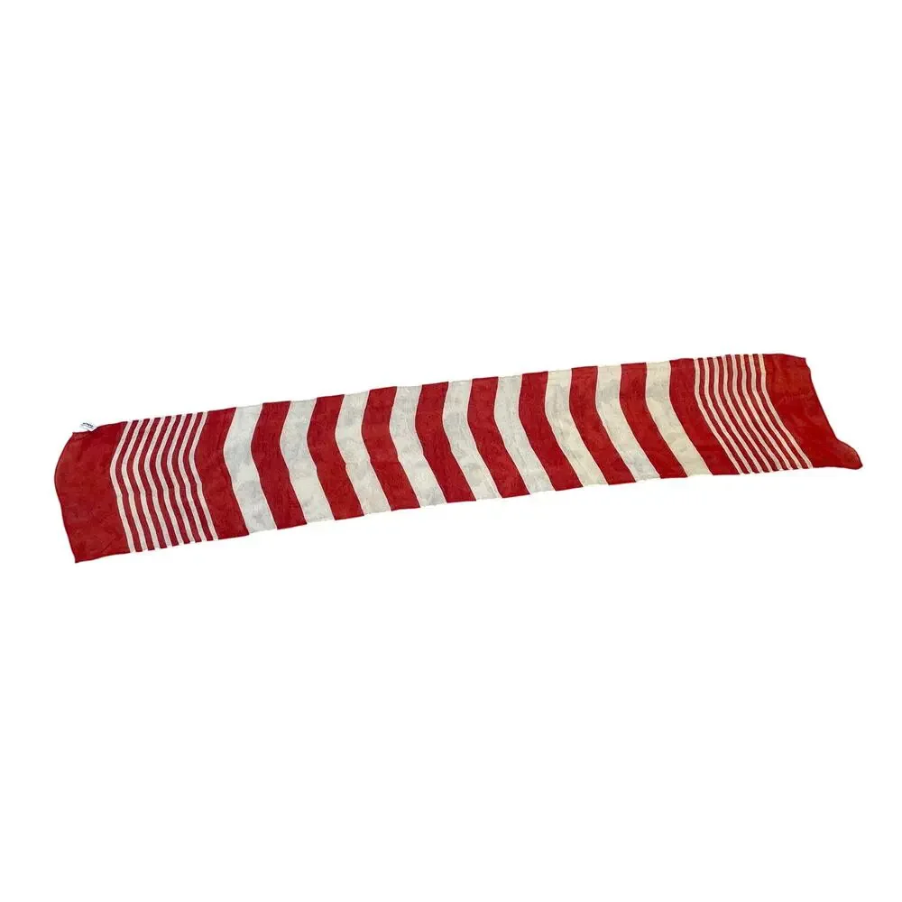 Vintage Talbots Sheer Red White Striped Silk Scarf 10 by 55